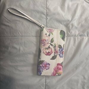 Dana Buchman Floral Wristlet Clutch - White and Pink